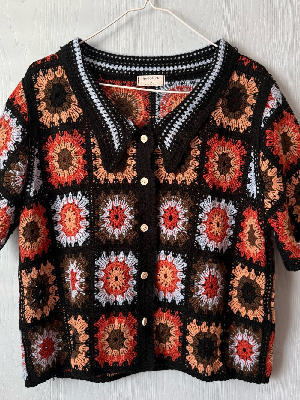 Crochet Button-Front Blouse